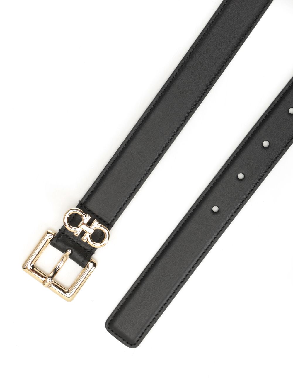 Gancini mini loop belt Black Calf #
