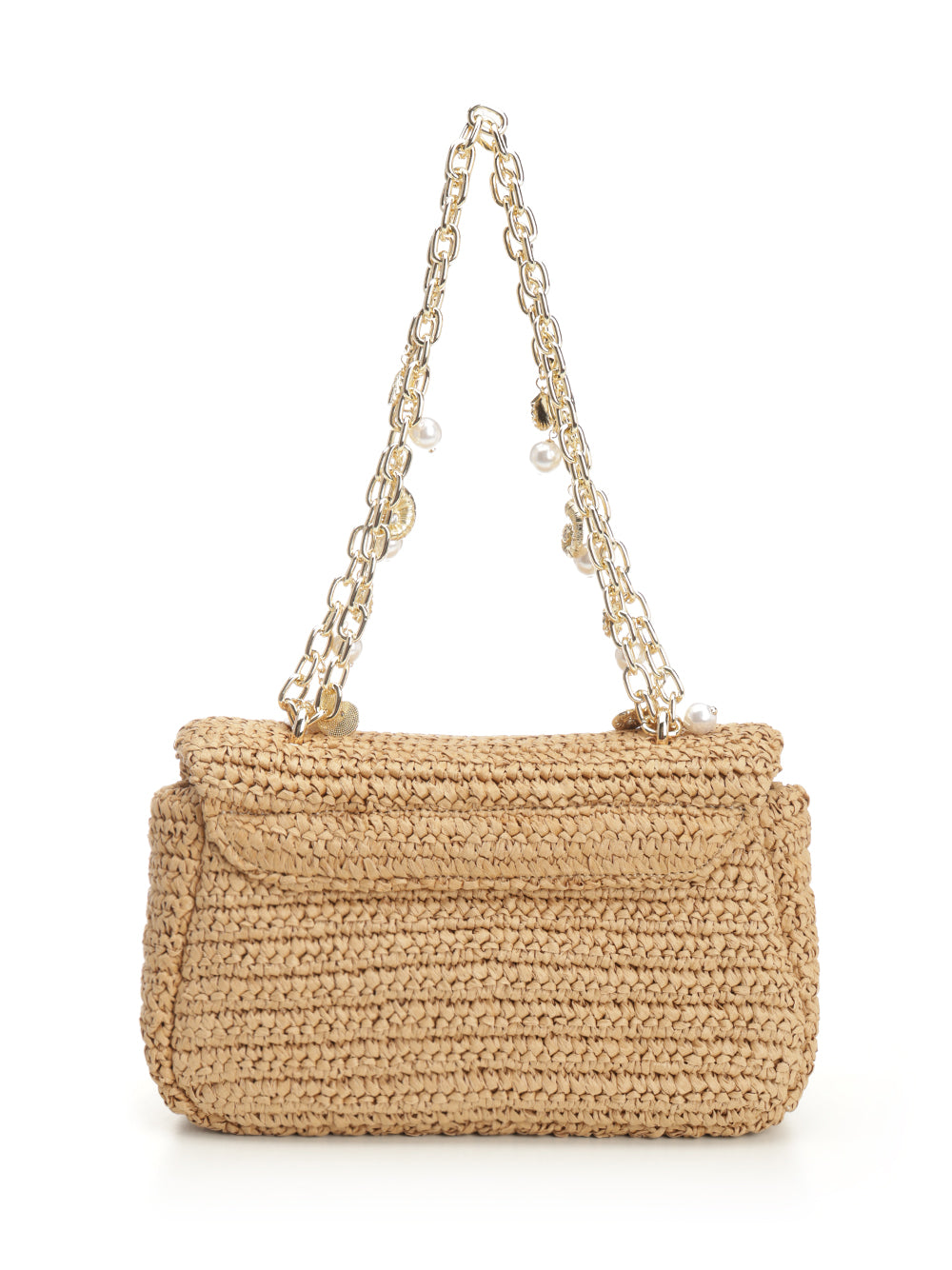 Raffia Bow Charm Shoulder Bag Brown Handbags