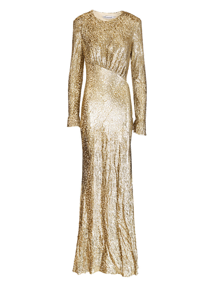 Long dress in gold thread