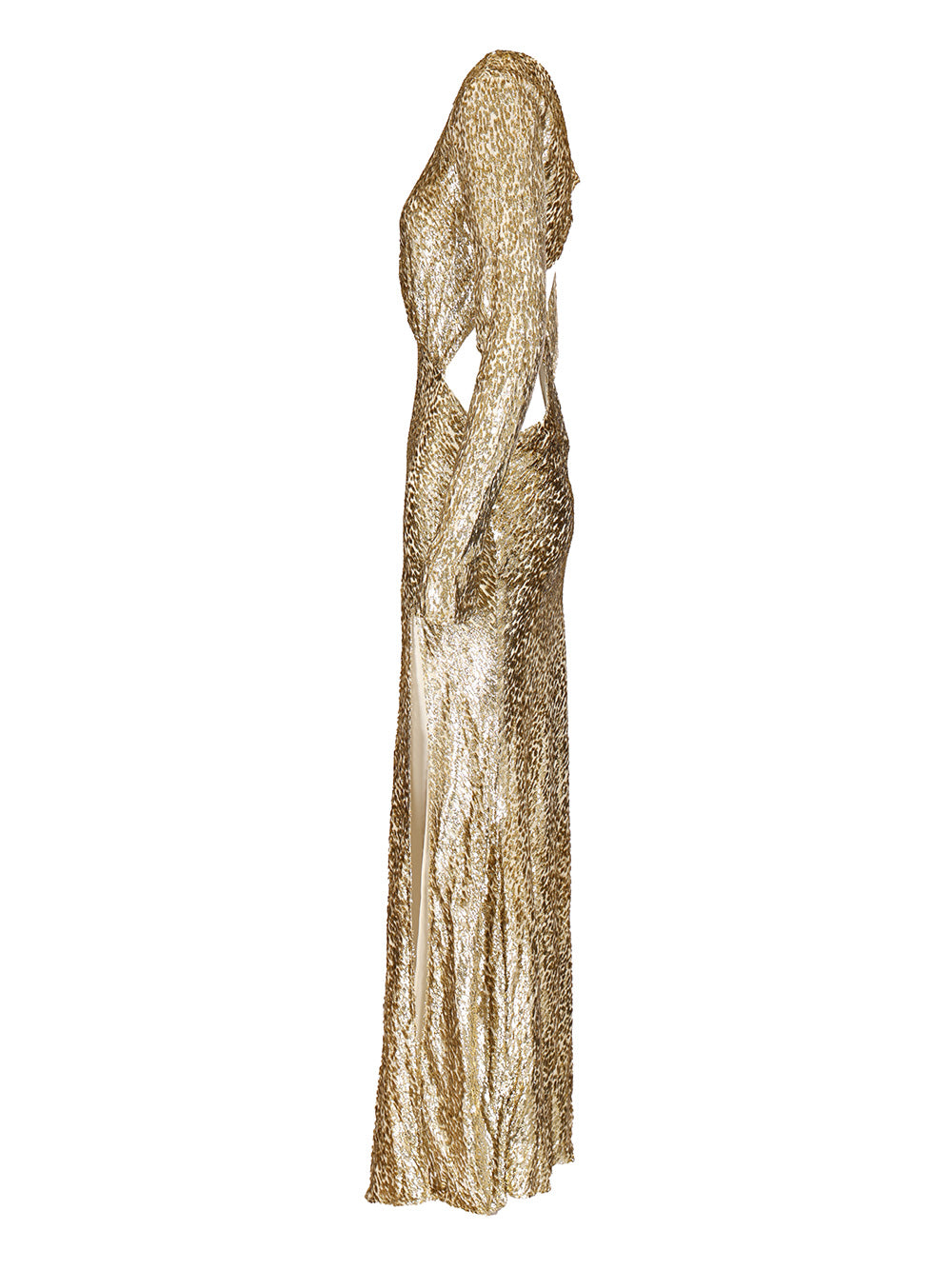 Long dress in gold thread