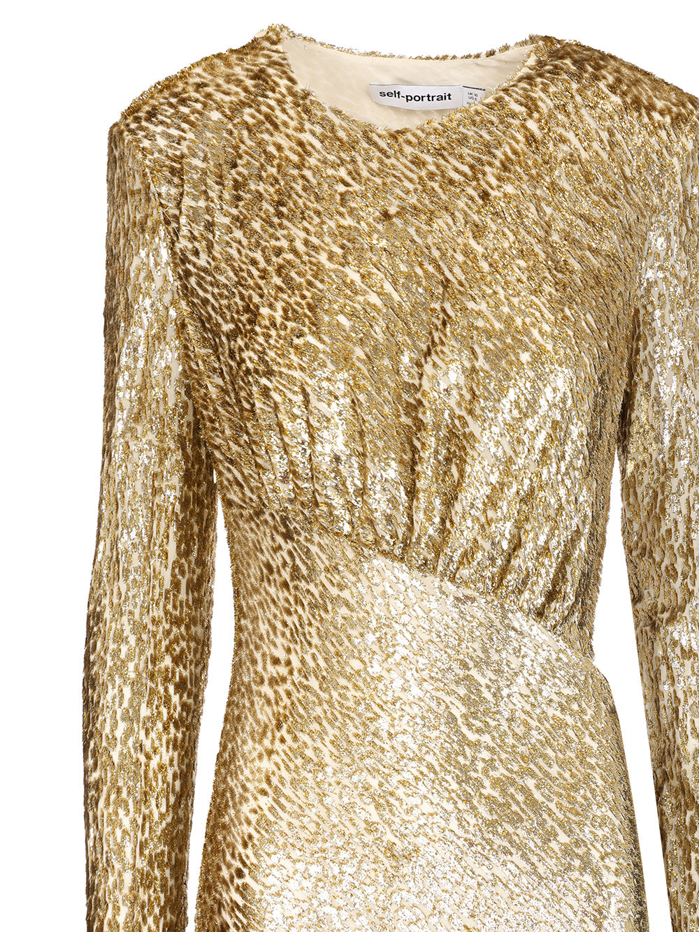 Long dress in gold thread