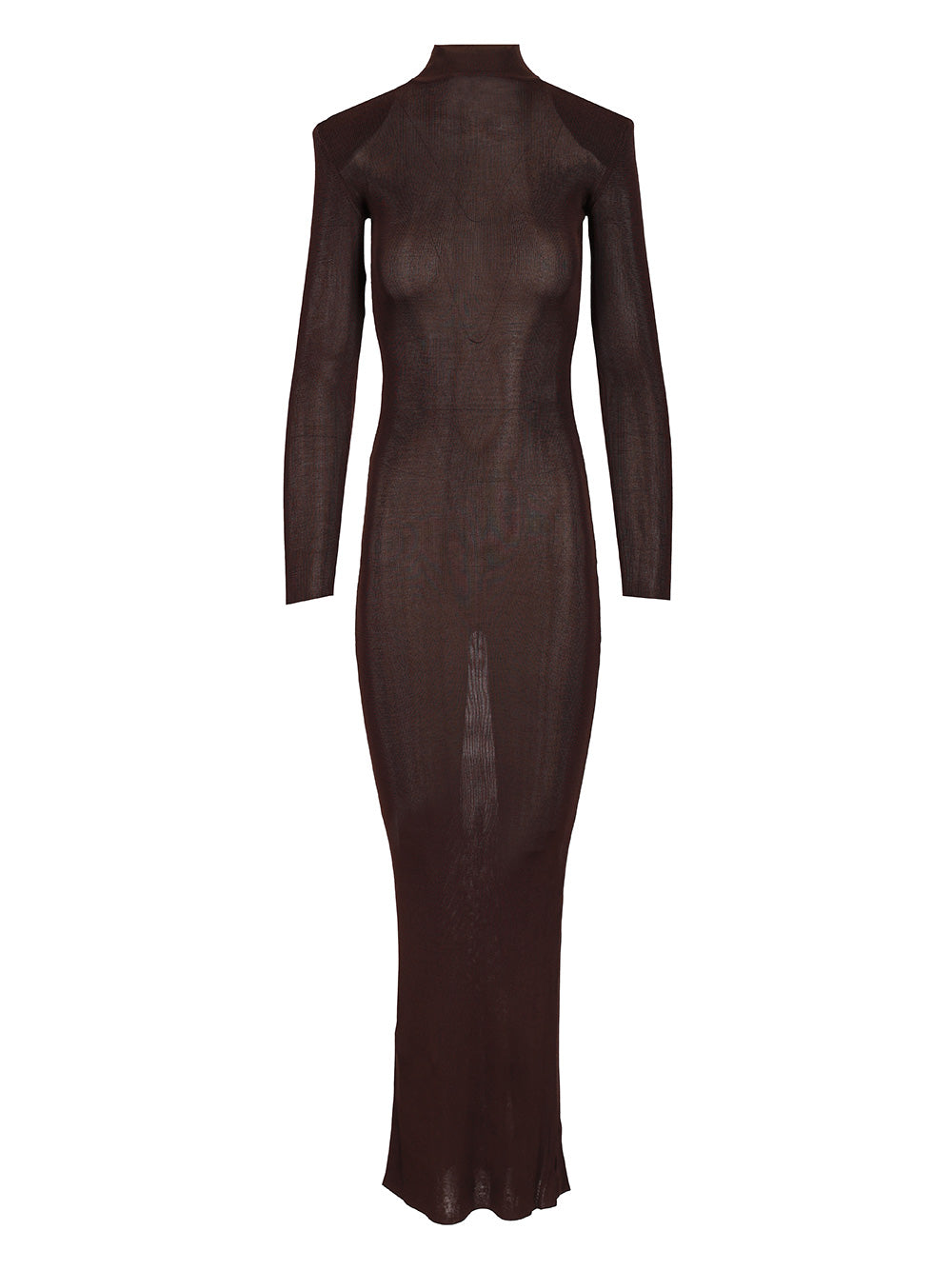 Long viscose knit dress Brown Main:vis