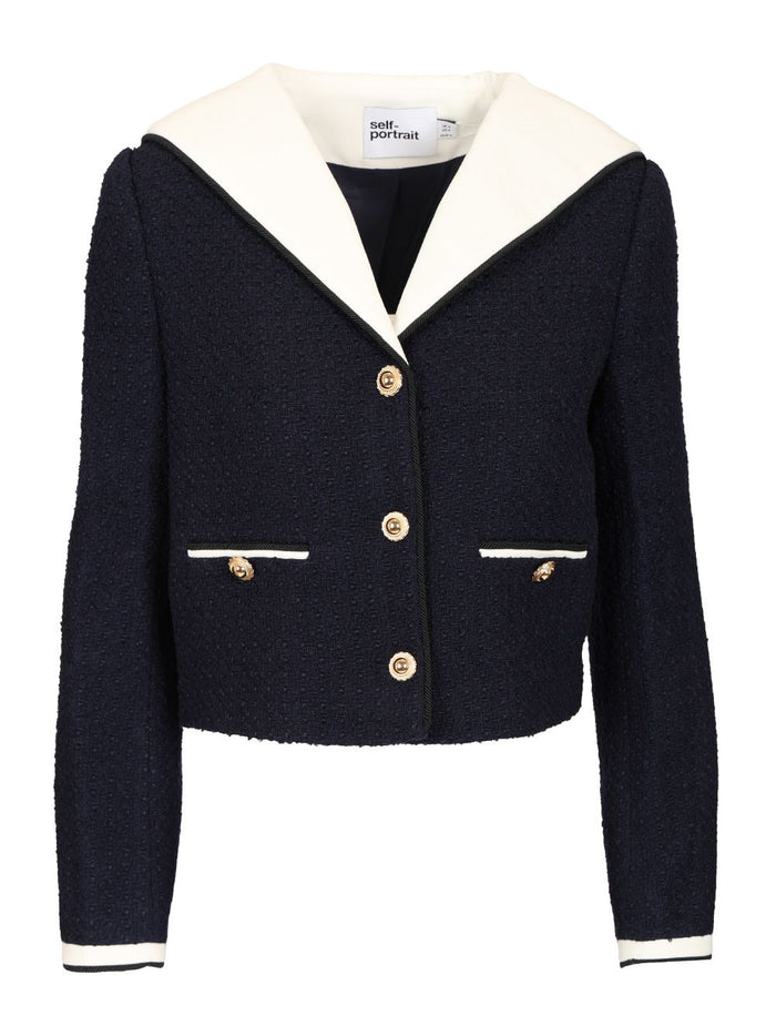 Bouclé jacket Blue Pes Acrylic Wo Pa