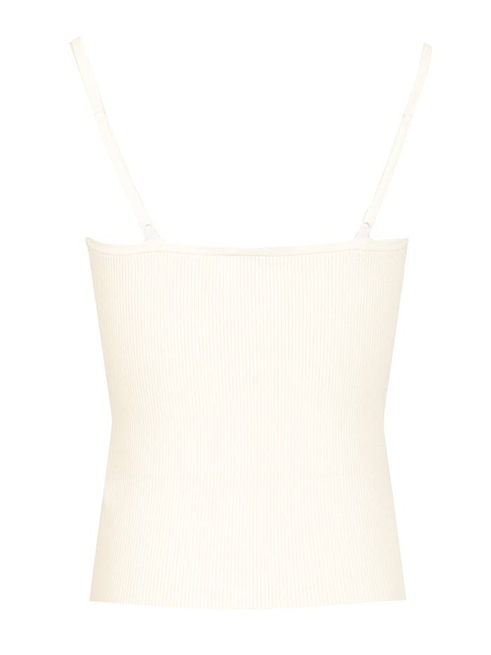 Lace rib knit top White Main:vis Pes Lace:pa Ea Tops