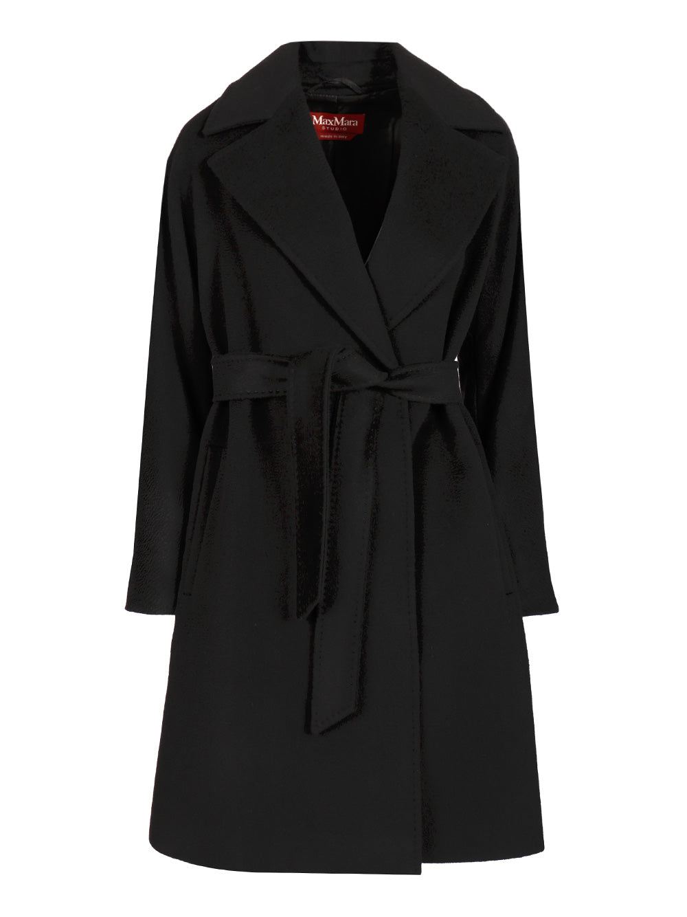 Wool Dressing Gown Coat Black Virgin Ovis Aries