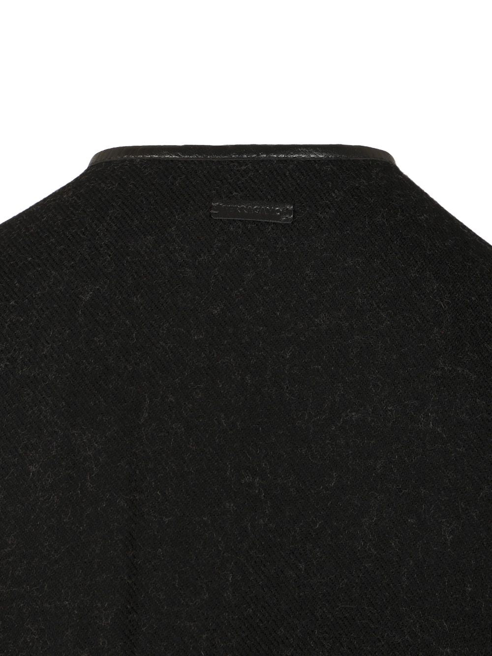 Gancini cape Black Wool+calf Leather # Scarves And Foulards