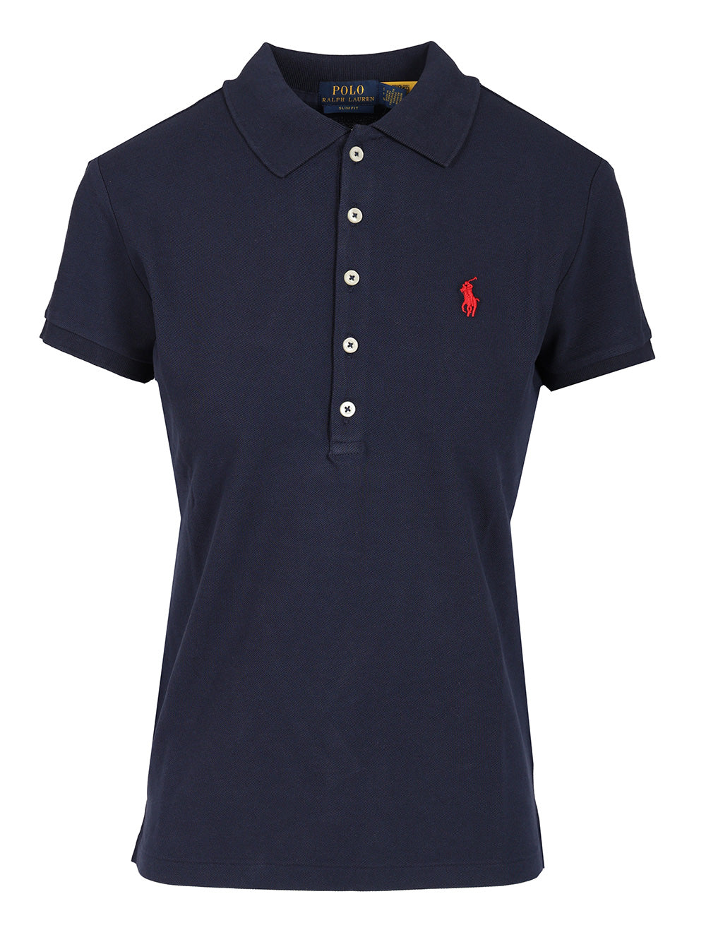 Cotton Jersey Polo Shirt Blue Elastane