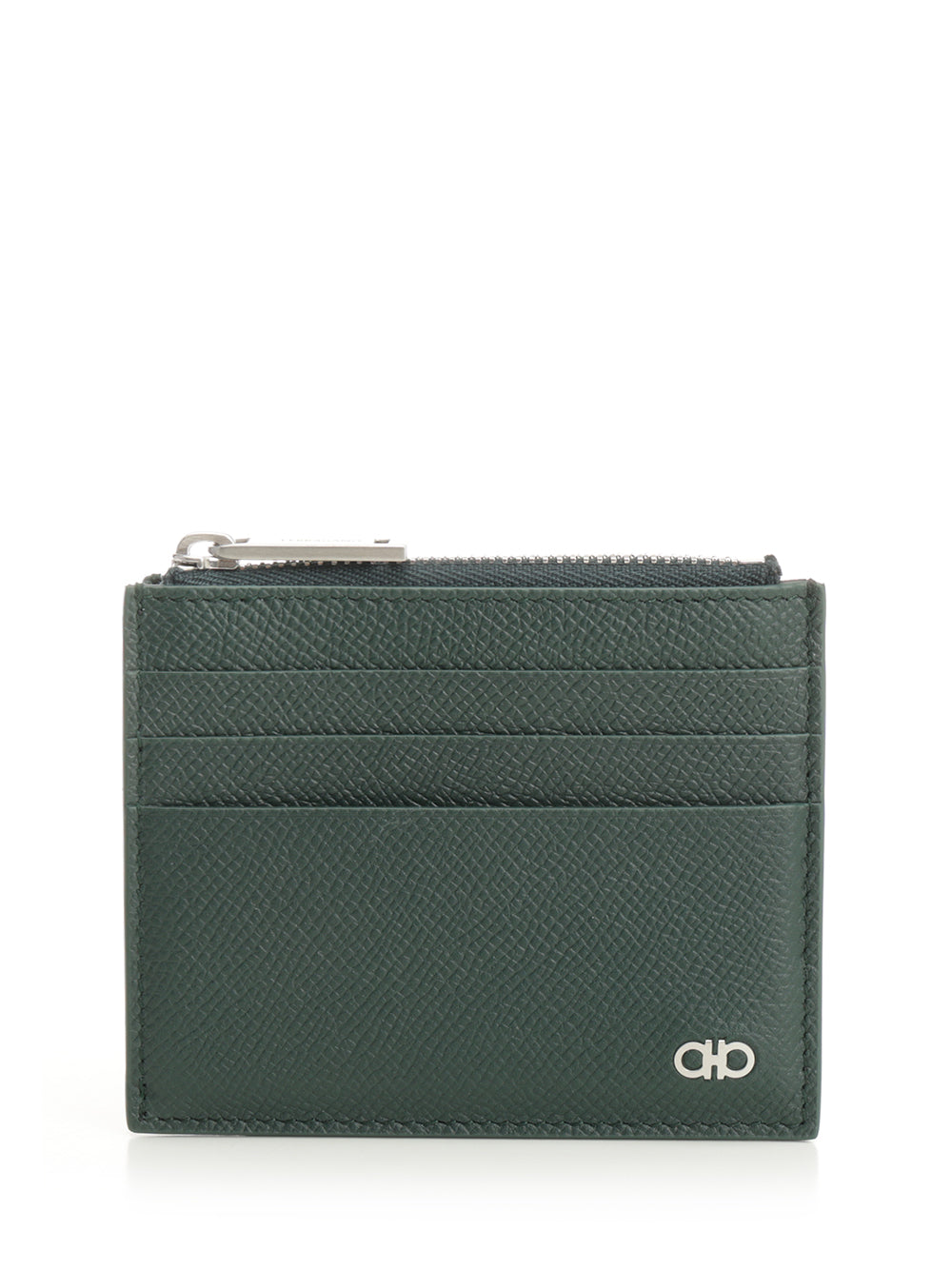 card holder with zip Green Calf Wallet