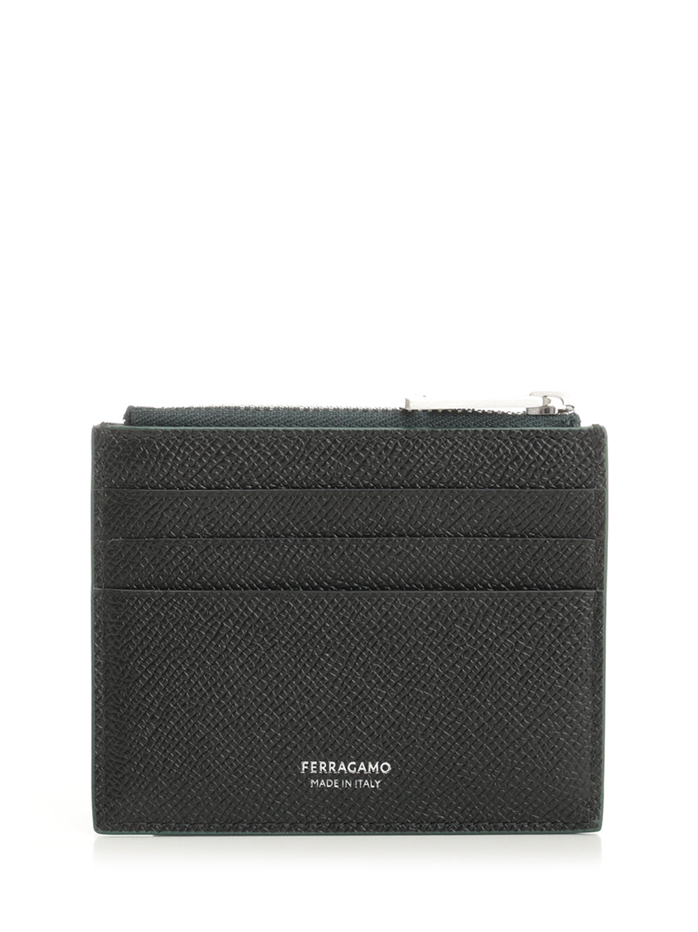 card holder with zip Green Calf Wallet