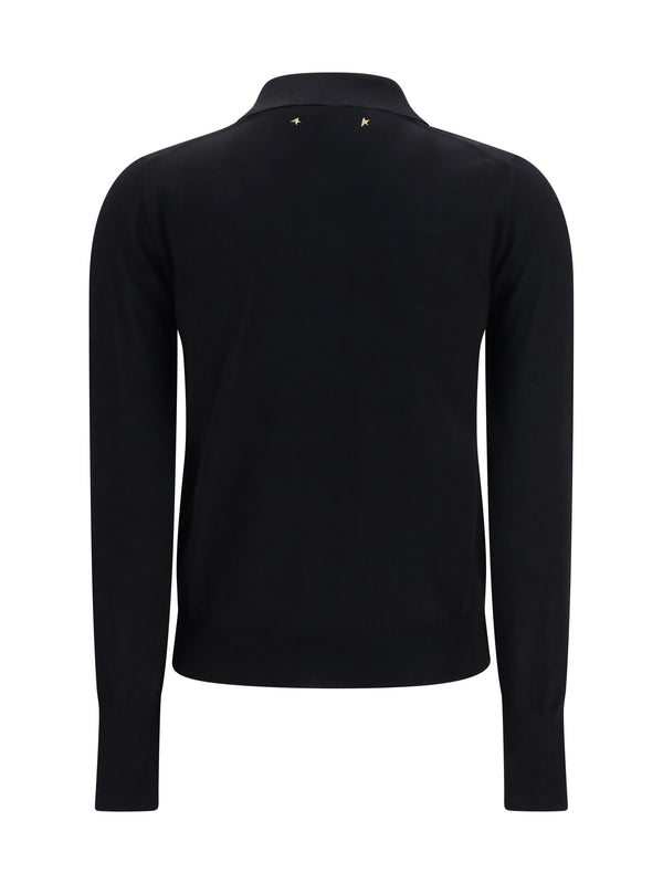 Polo Shirt Merino Wool Black Knitwear