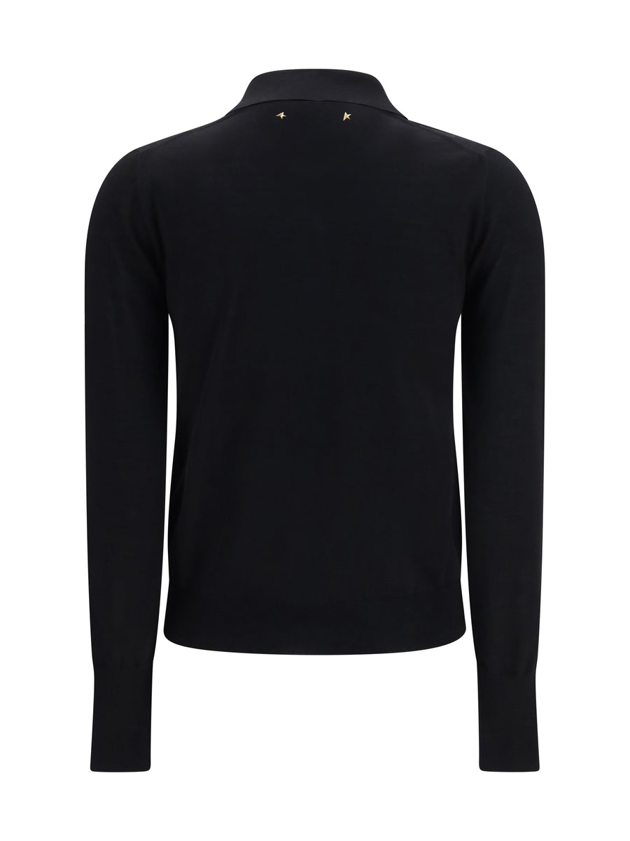 Polo Shirt Merino Wool Black Knitwear