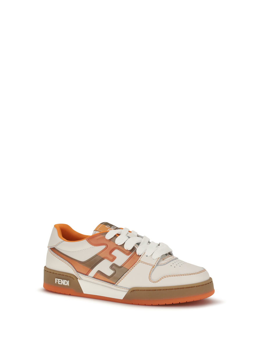 Sneakers Match Grained Leather White Upper: Chamois Trainers
