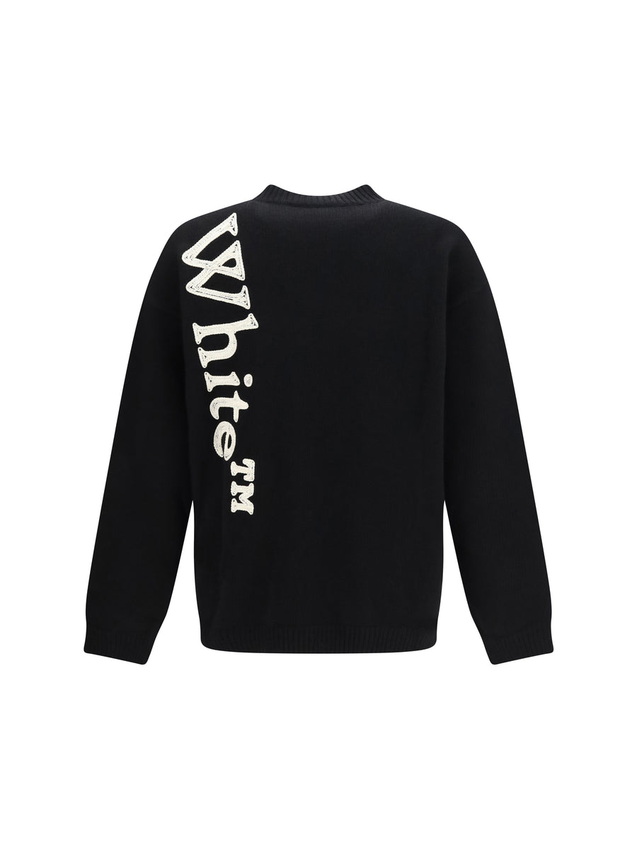 Knit Crewneck Vertical Bookish Logo Wool Black