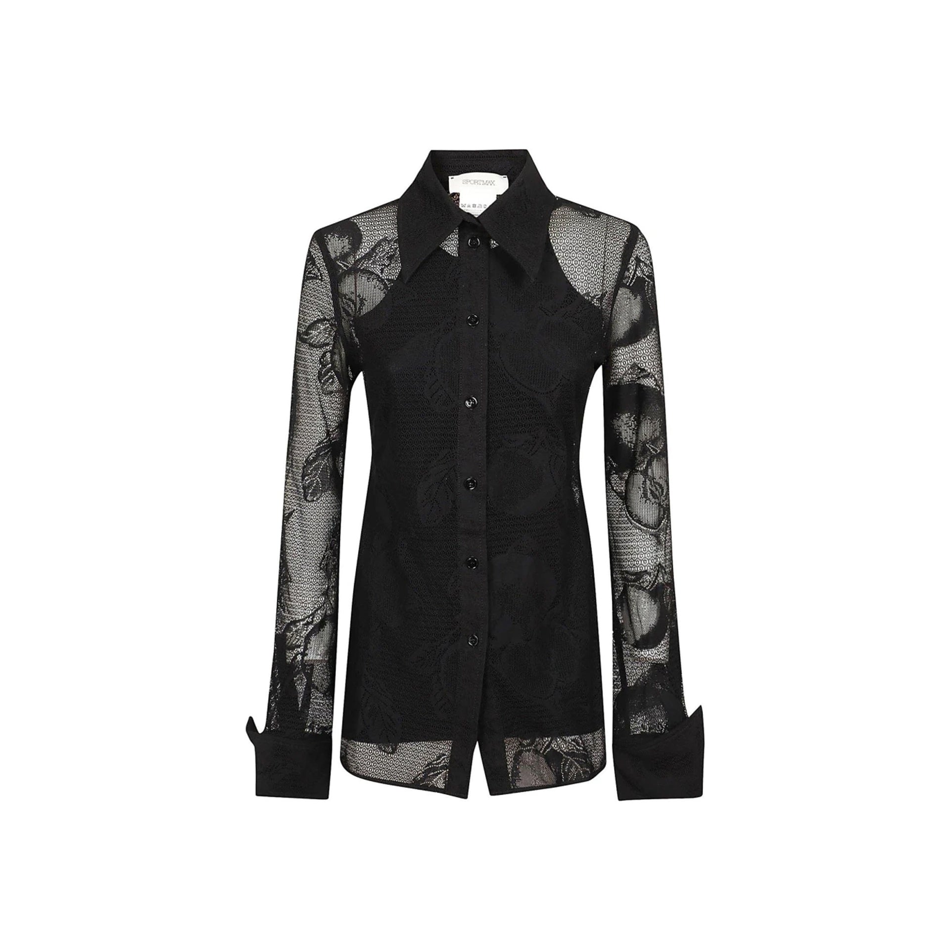 Sportmax Asti Shirt Black Cotton Elastane Silk