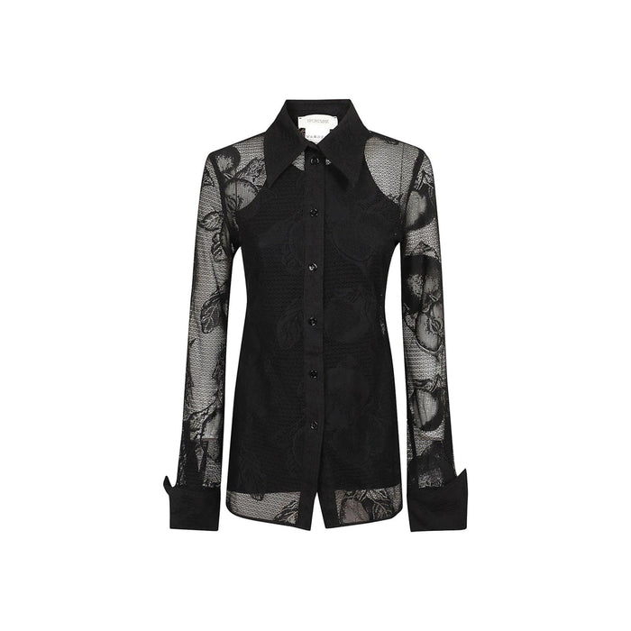 Sportmax Asti Shirt Black Cotton Elastane Silk