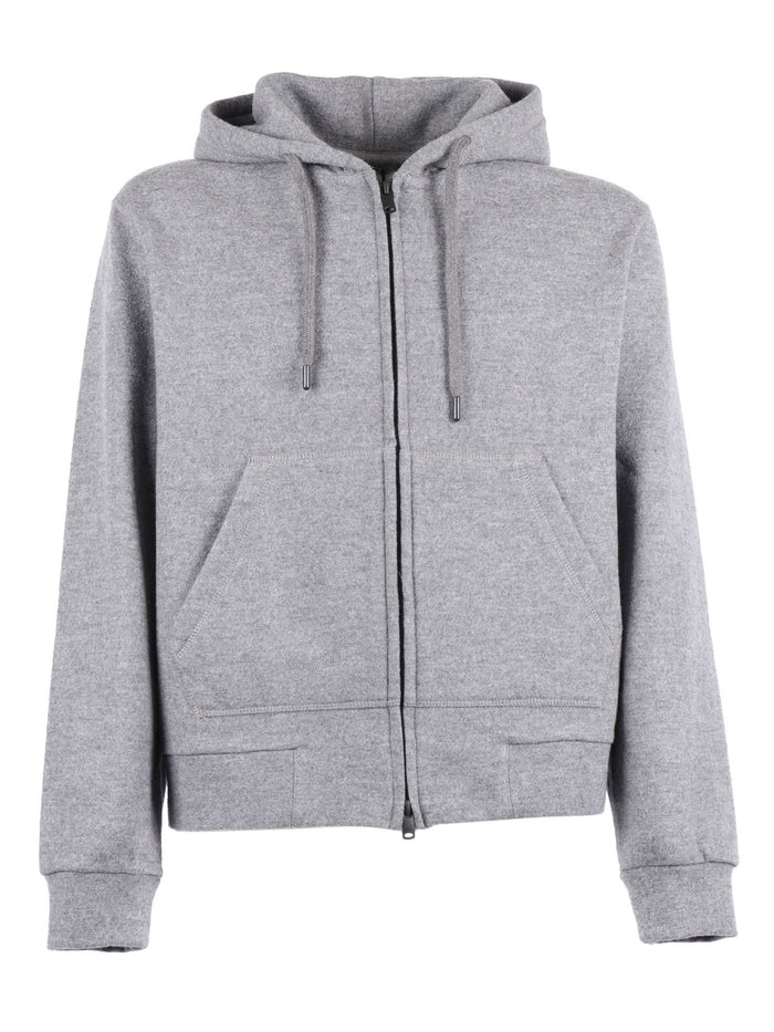 Full Zip Hoodie Wool Grey Fabric 2 Other Fiber Sweatshirt