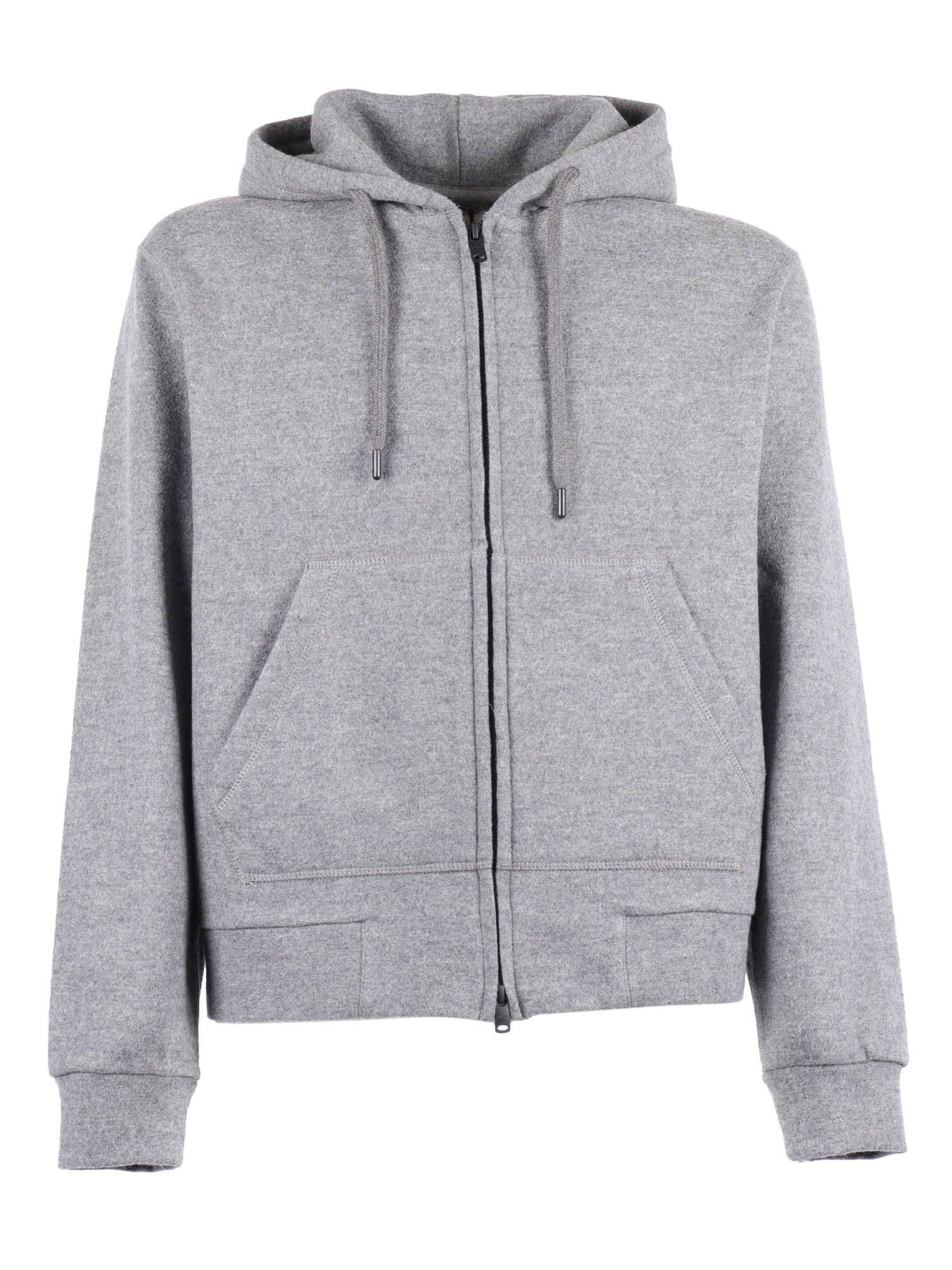 FULL ZIP HOODIE WOOL Grey Fabric 2 Other Fiber Sweatshirt