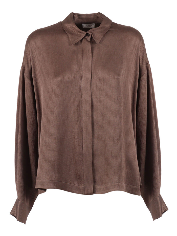 BLOUSE Brown Acetate Viscose Shirt
