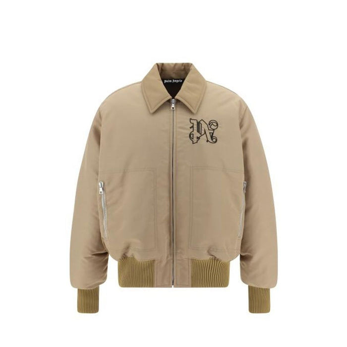 Padded Bomber Jacket Beige Polyamide