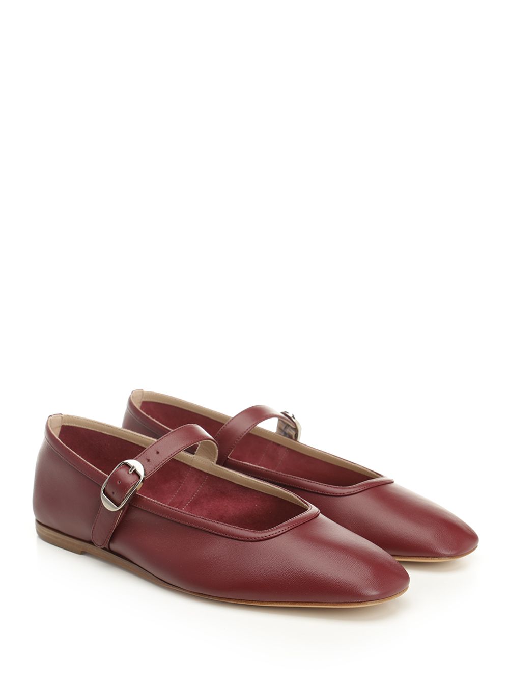 Mary Jane ballerina Red Lamb Leather Scarpe Basse