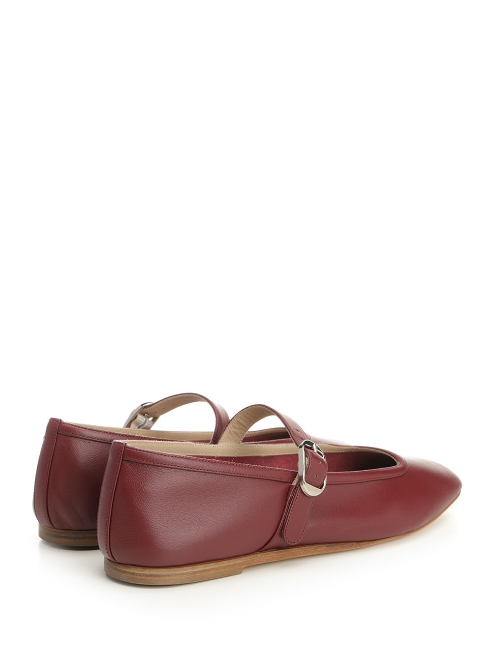 Mary Jane ballerina Red Lamb Leather Scarpe Basse