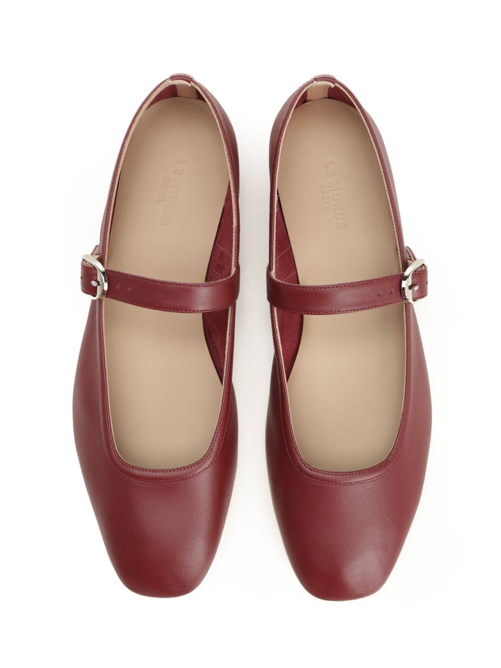 Mary Jane ballerina Red Lamb Leather Scarpe Basse