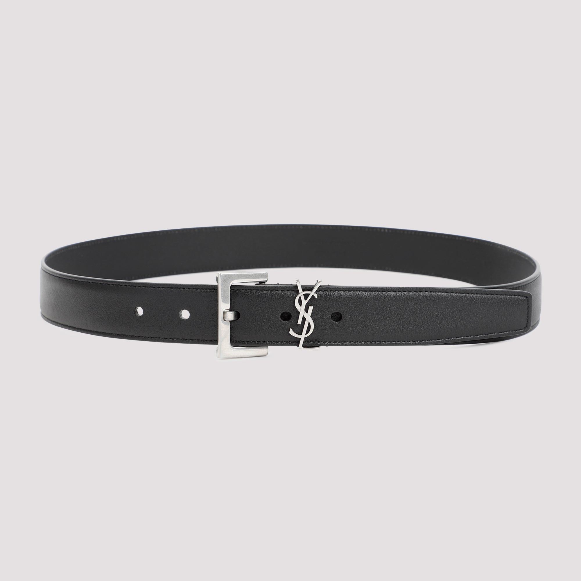 Leather Ysl Belt Black Lamb