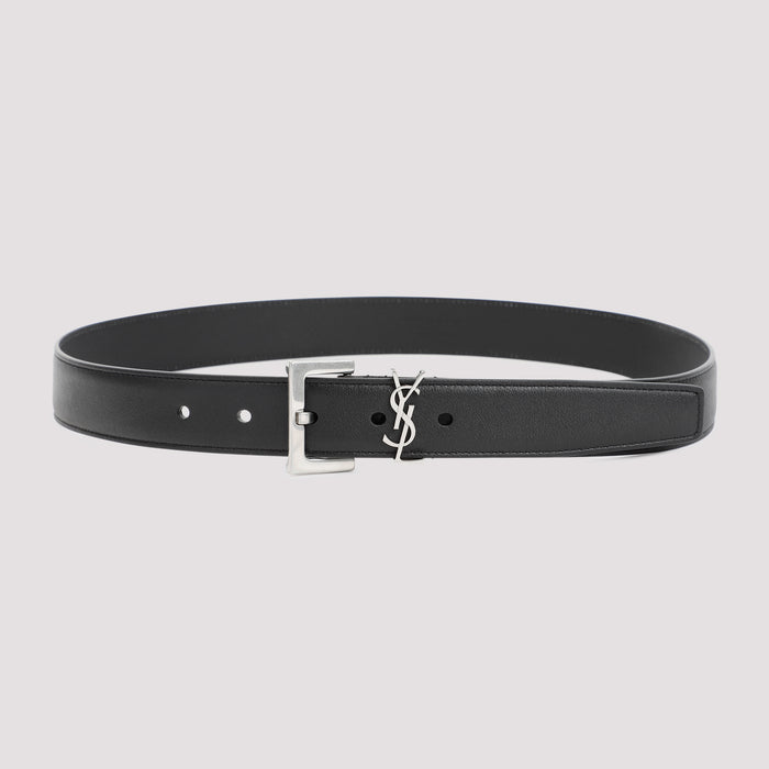 Leather Ysl Belt Black Lamb