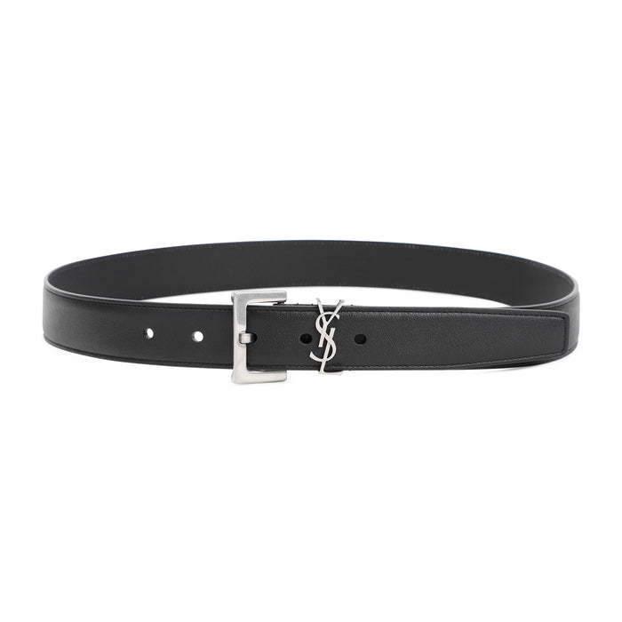 Leather Ysl Belt Black Lamb