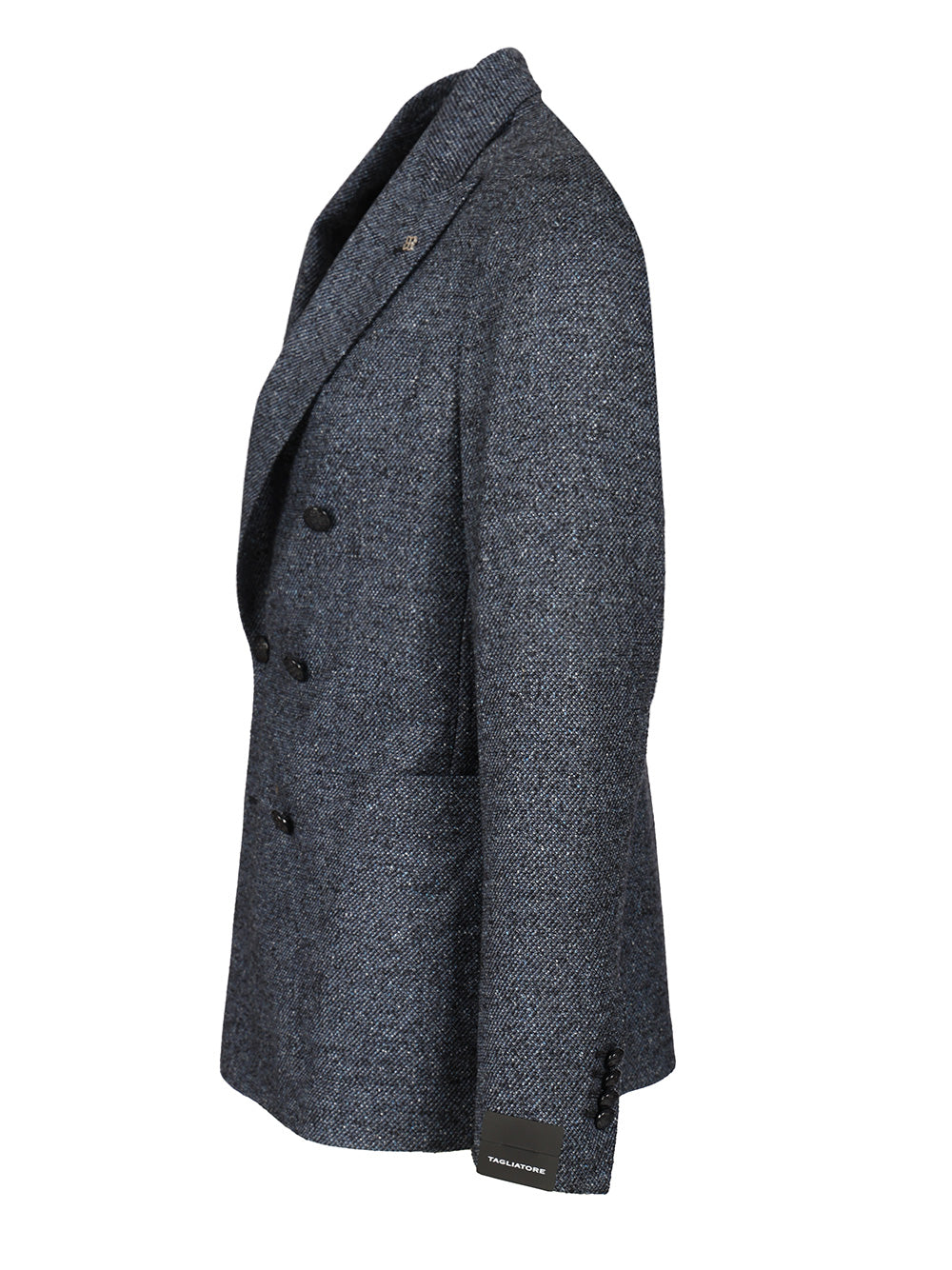 Double-Breasted Wool And Silk Blazer Blue Nylon Jacket