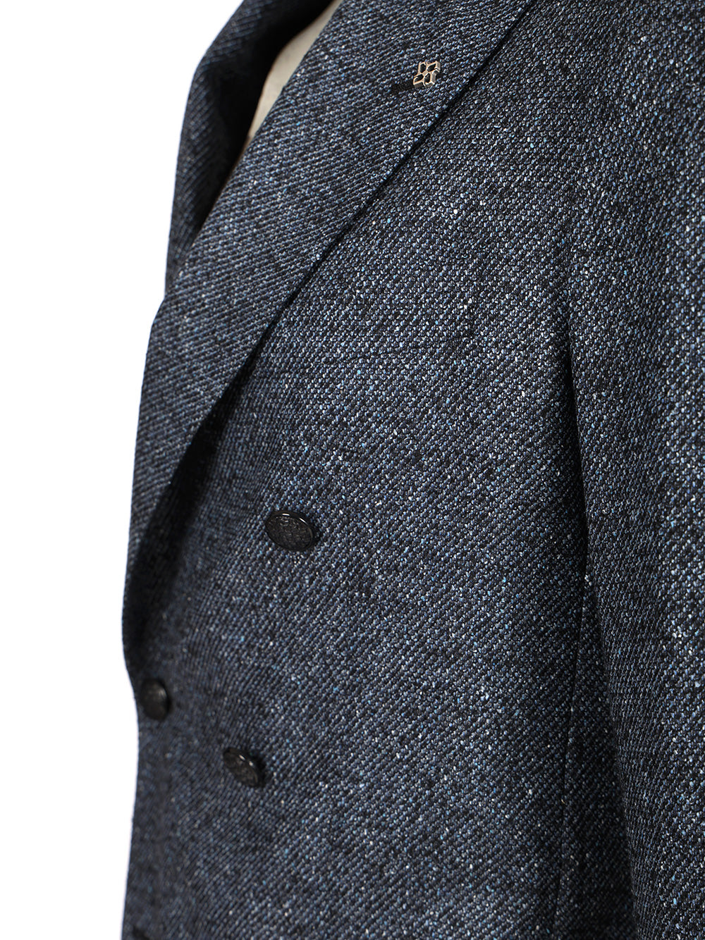 Double-Breasted Wool And Silk Blazer Blue Nylon Jacket