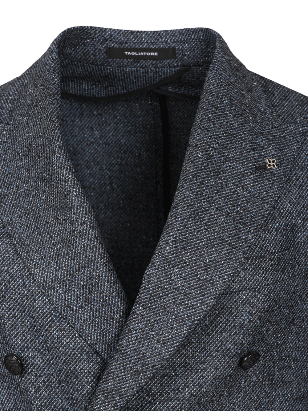 Double-Breasted Wool And Silk Blazer Blue Nylon Jacket