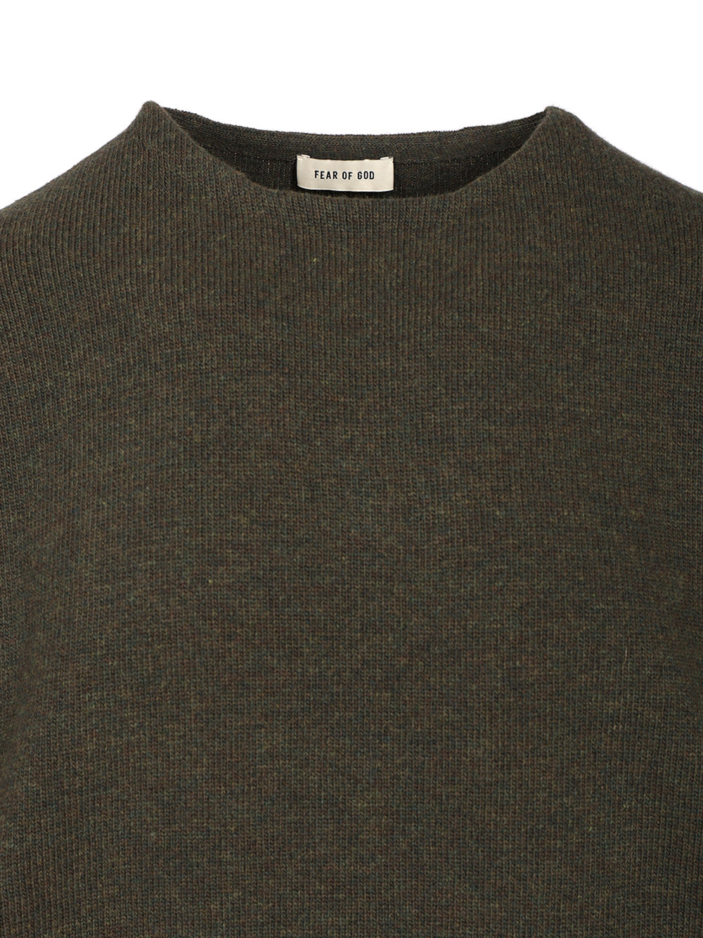 Knit Crewneck Sweater Green Merino Wool Knitwear
