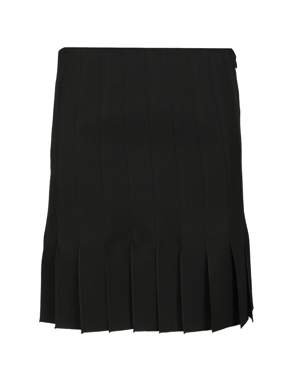 Pleated Wool Mini Skirt Black Virgin Woven