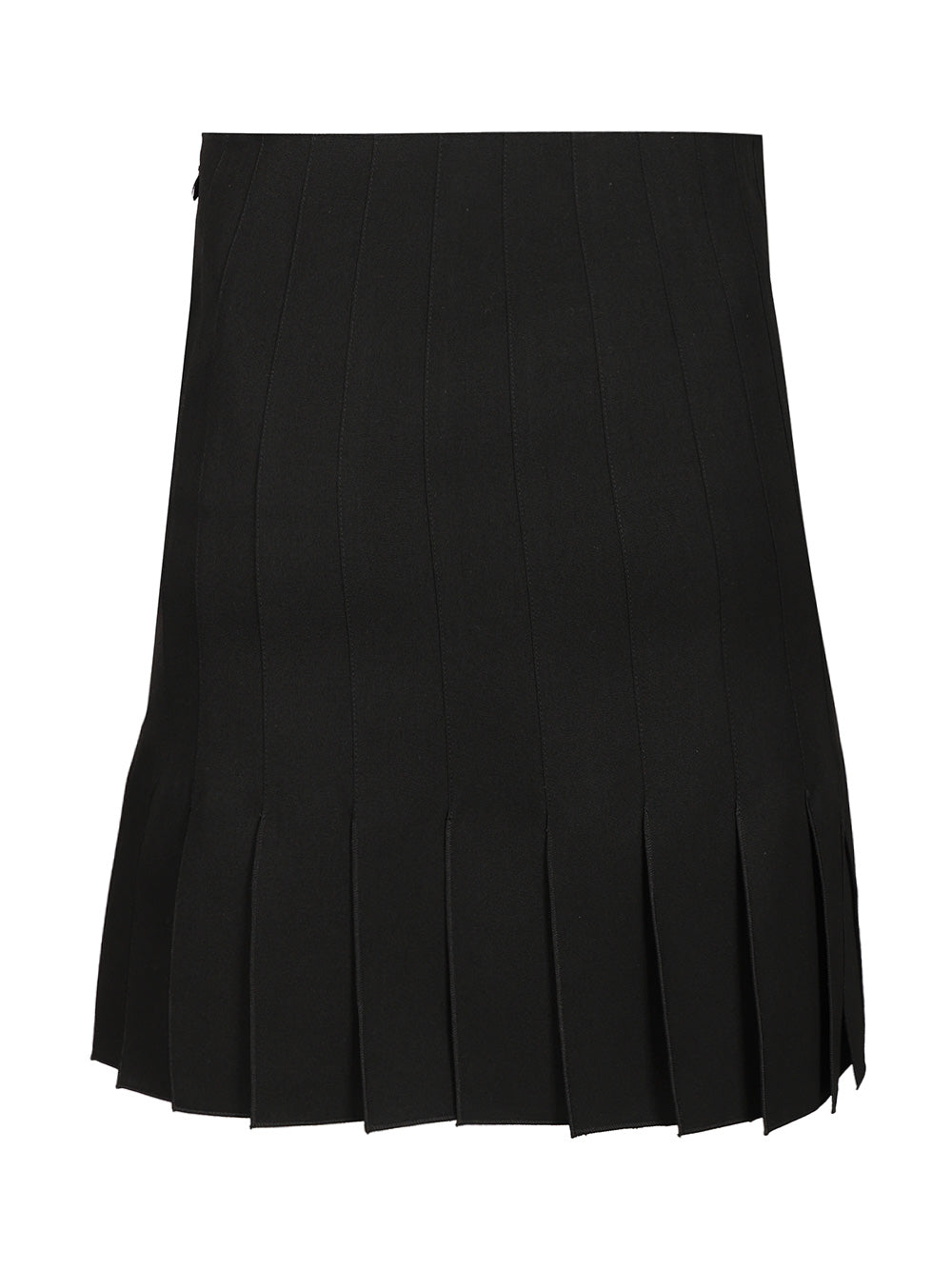 Pleated Wool Mini Skirt Black Virgin Woven