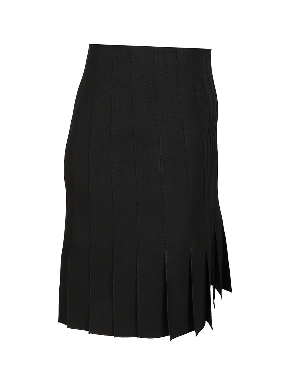 Pleated Wool Mini Skirt Black Virgin Woven