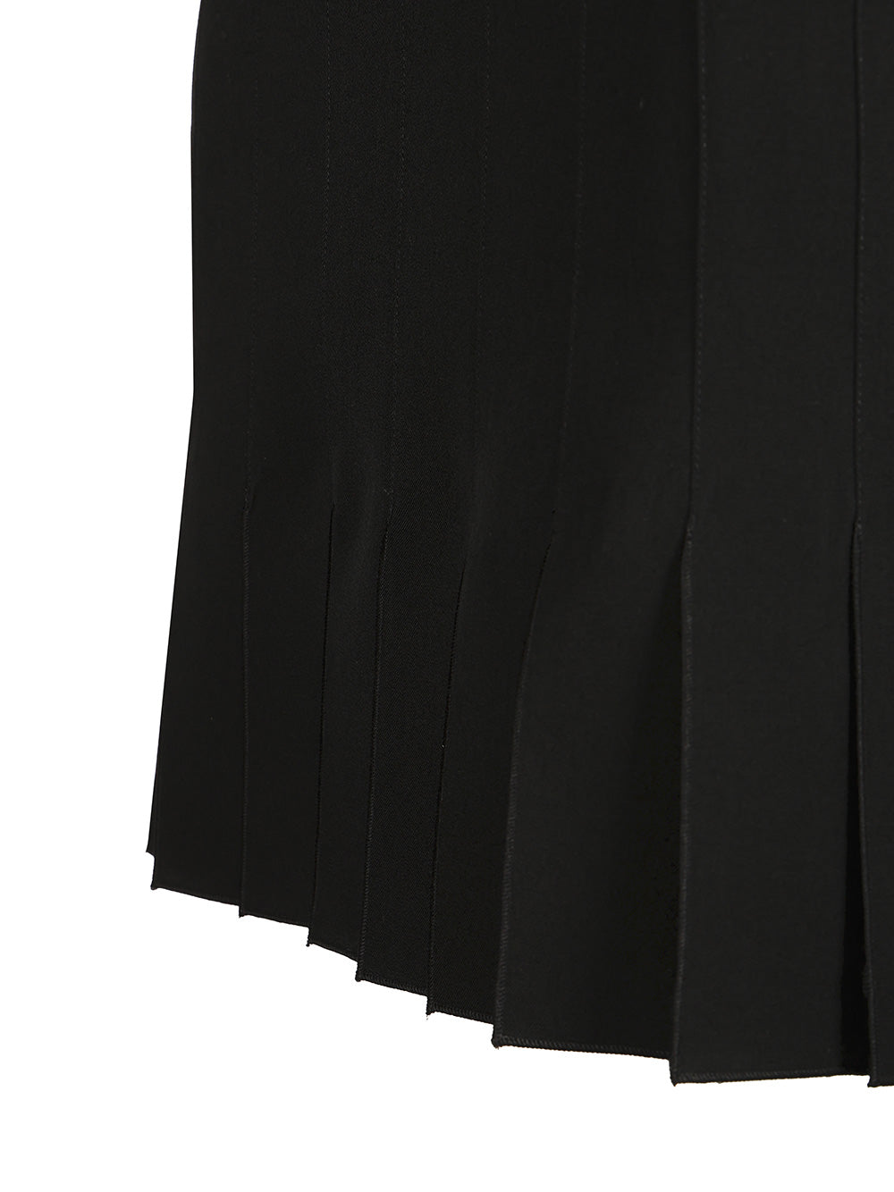 Pleated Wool Mini Skirt Black Virgin Woven