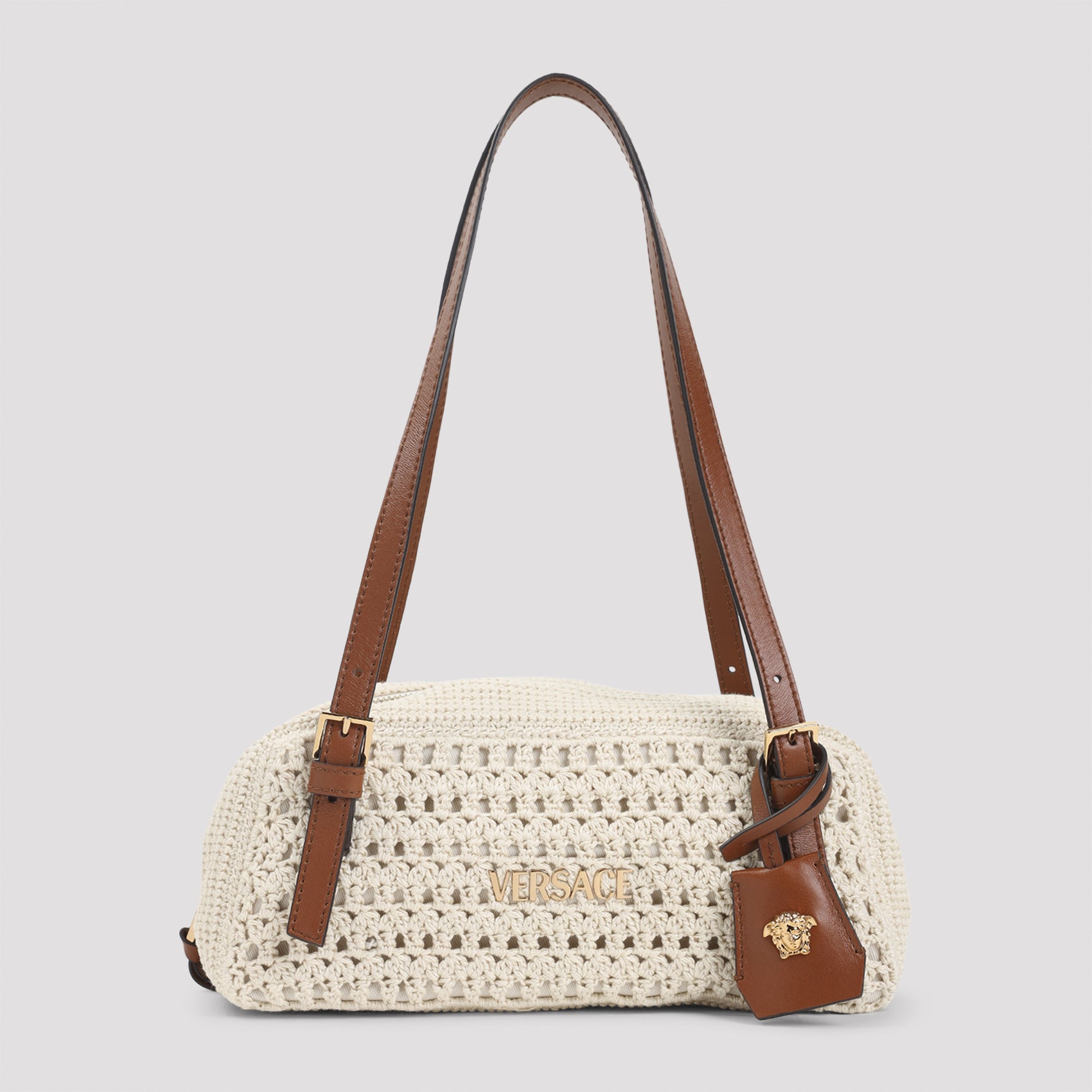 Crochet Shoulder Bag Nude & Neutrals Cotton Calf Leather