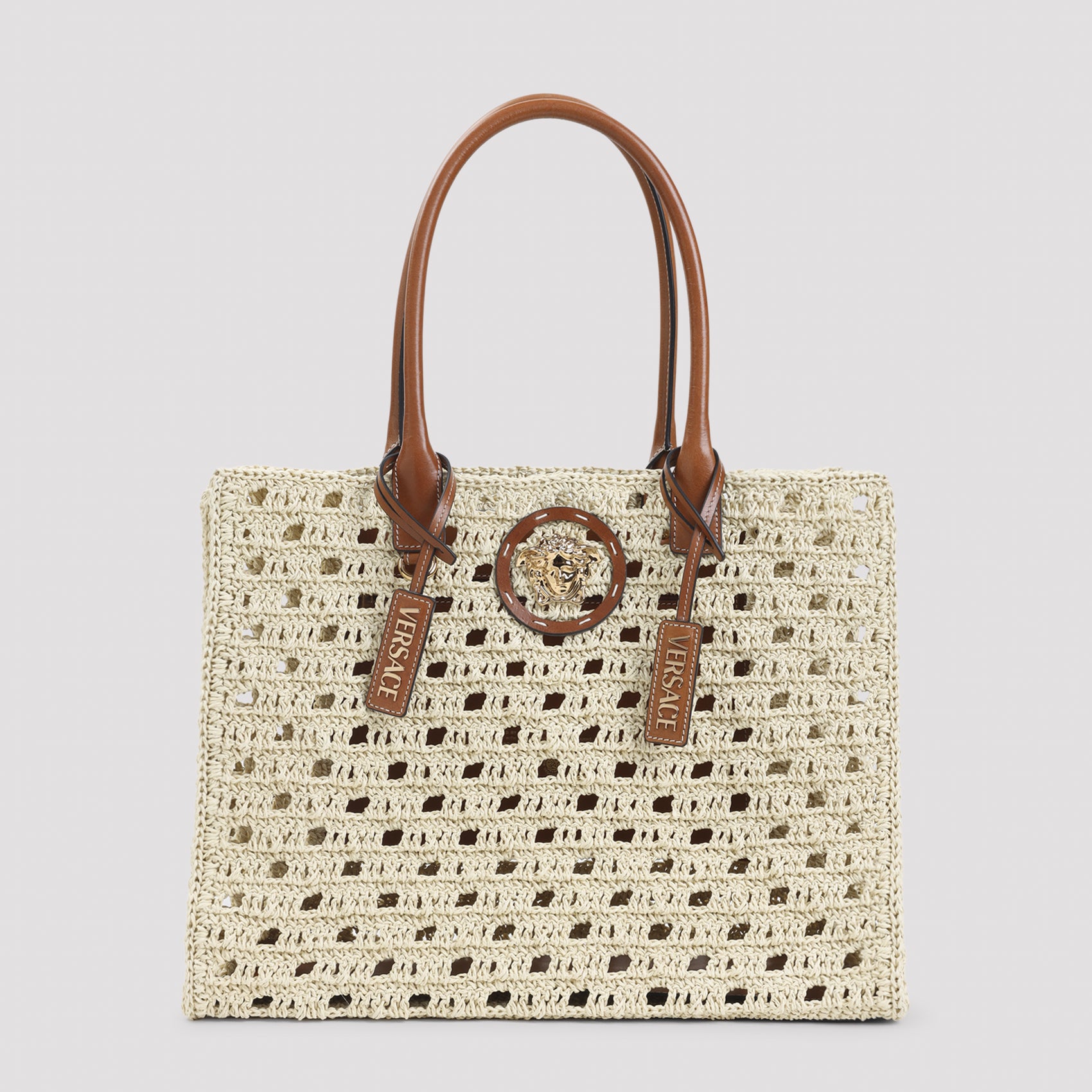 Rafia Large Tote Bag Nude & Neutrals Calf Leather