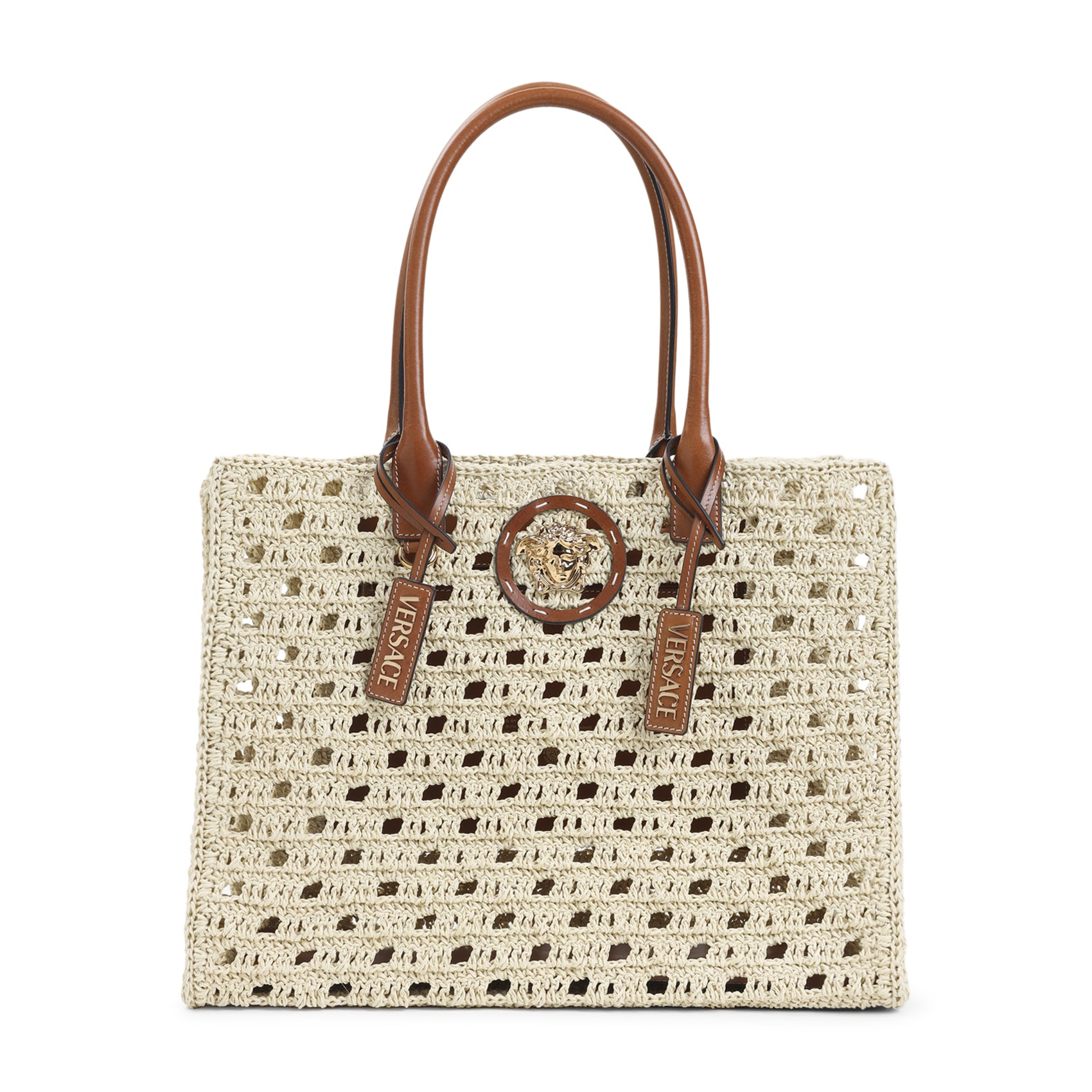 Rafia Large Tote Bag Nude & Neutrals Calf Leather