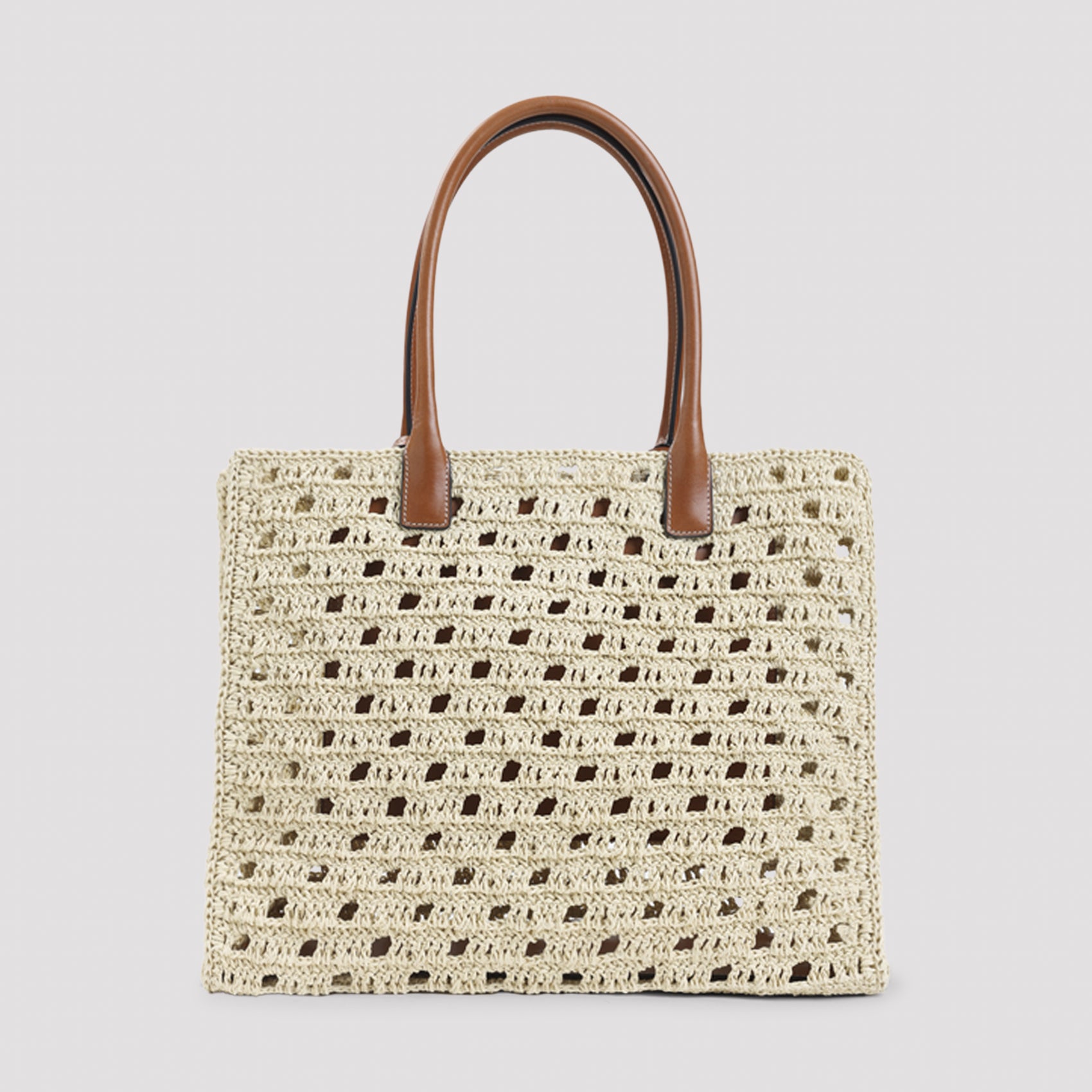 Rafia Large Tote Bag Nude & Neutrals Calf Leather