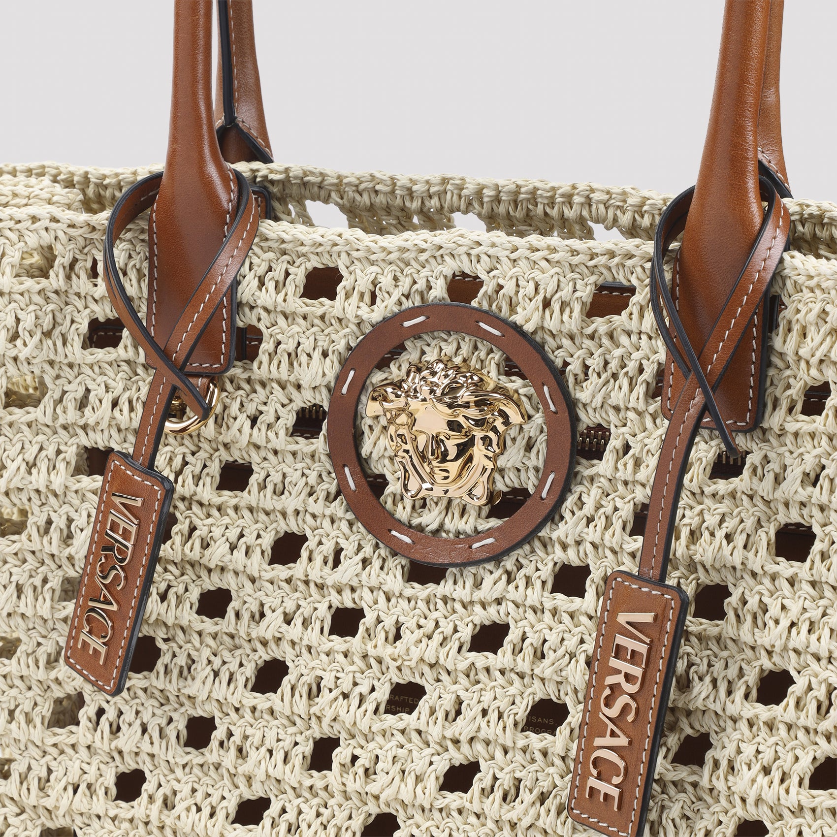 Rafia Large Tote Bag Nude & Neutrals Calf Leather