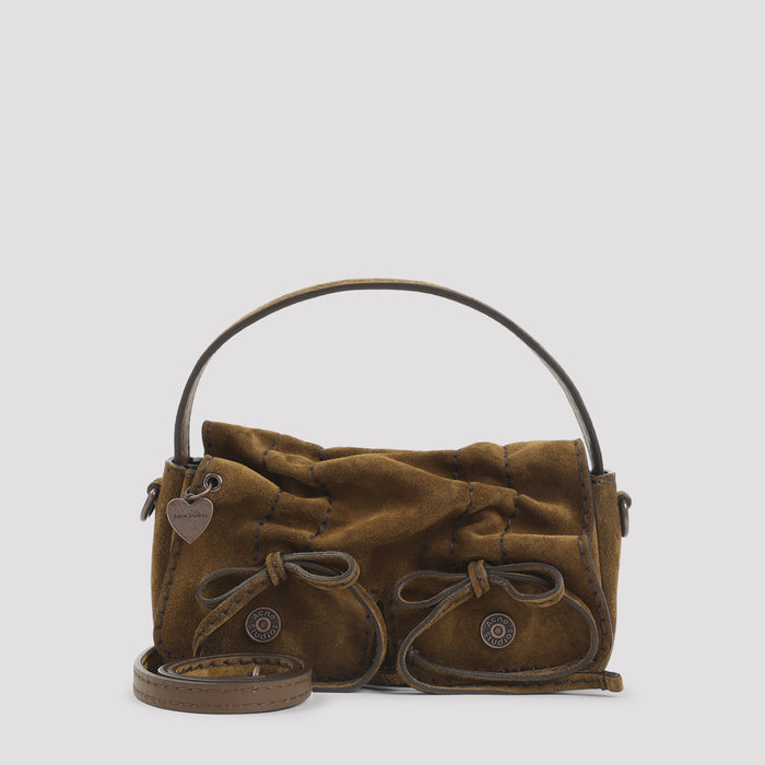 Micro Crossbody Suede Bag Brown Calf Leather