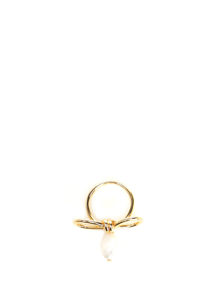 bow ring with pearl Gold Brass Jewelry