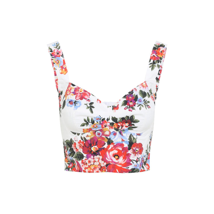Cotton Top Zo Mazz Fiori F Bianco Elastane Polyamide