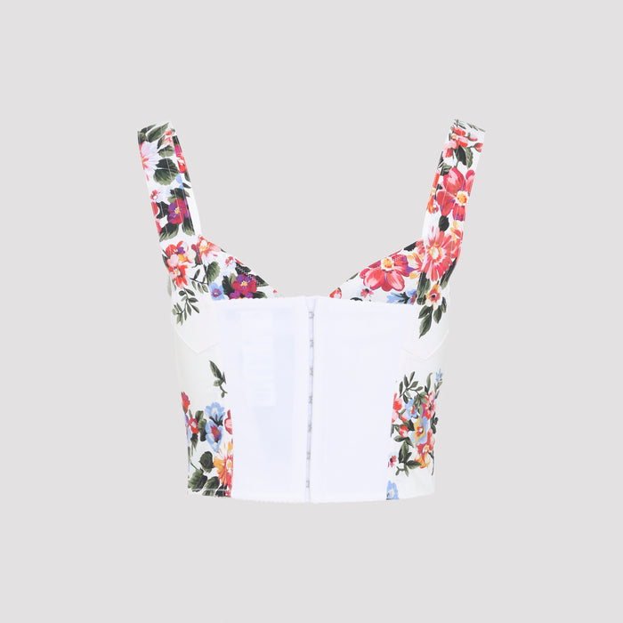 Cotton Top Zo Mazz Fiori F Bianco Elastane Polyamide