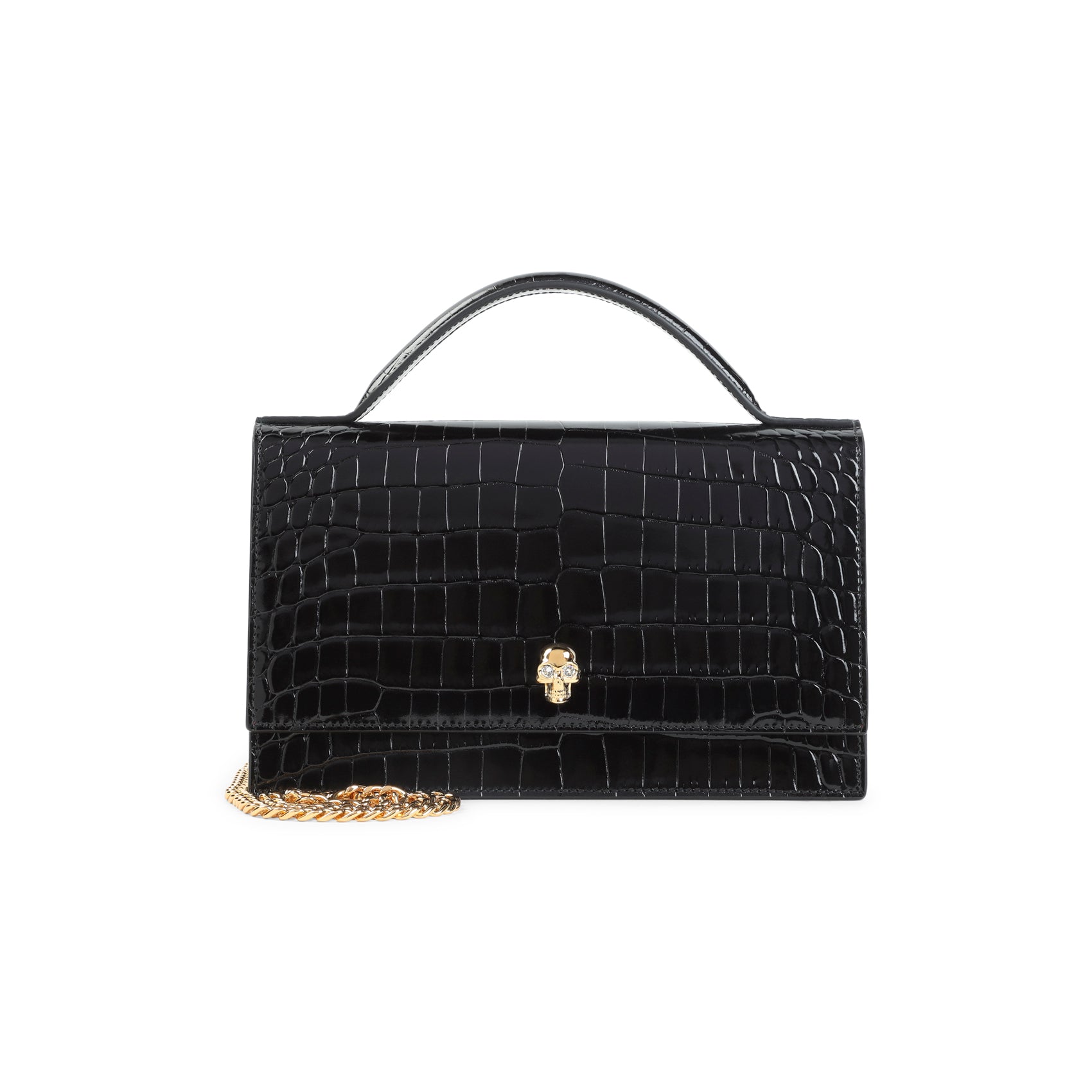 Th Medium Skull Clutch Black Leather Bag