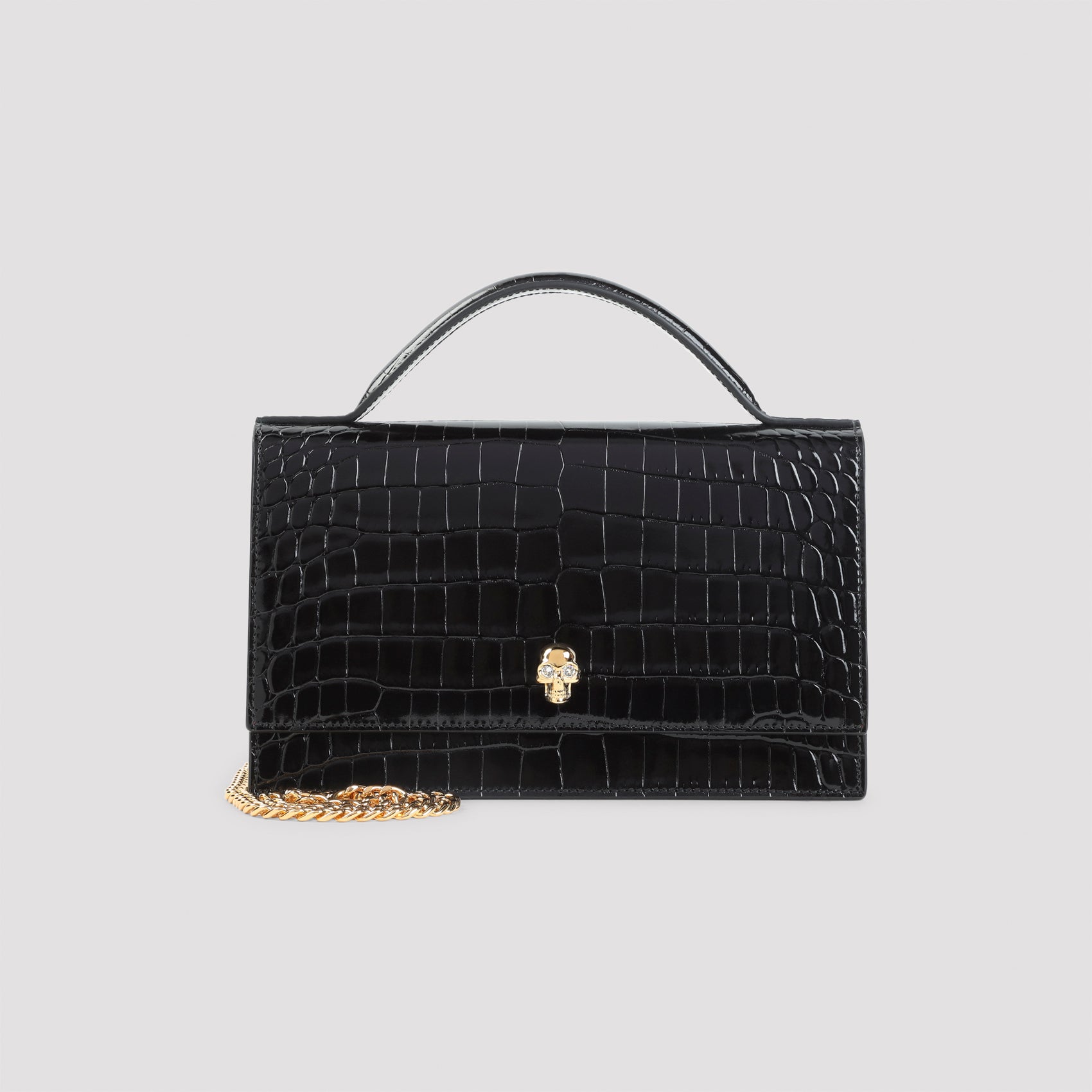 Th Medium Skull Clutch Black Leather Bag