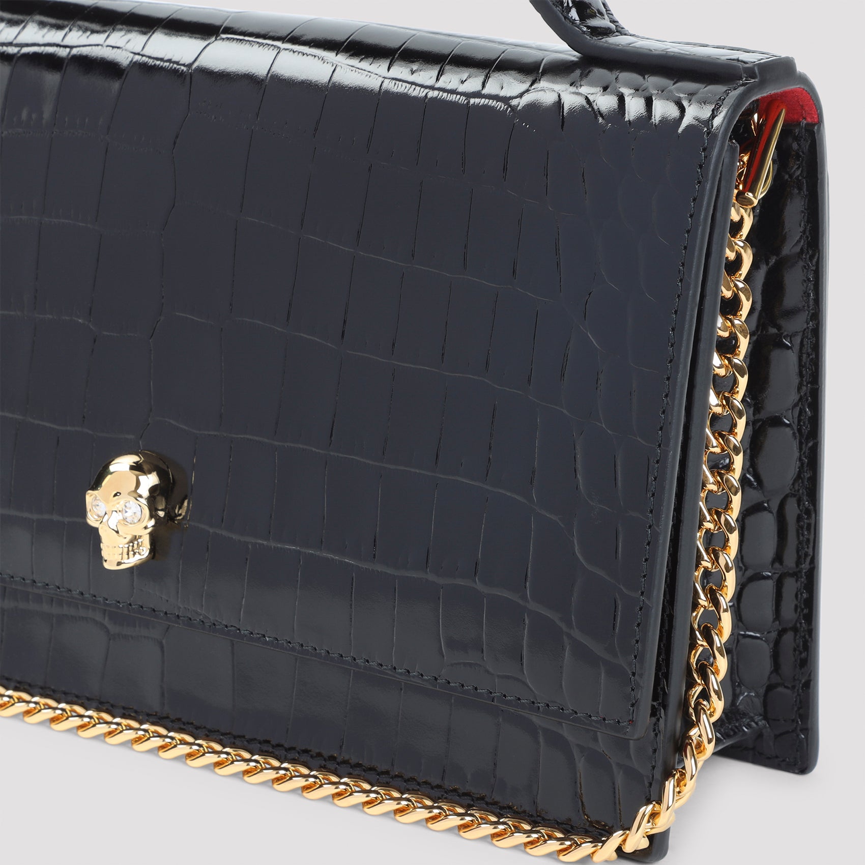 Th Medium Skull Clutch Black Leather Bag
