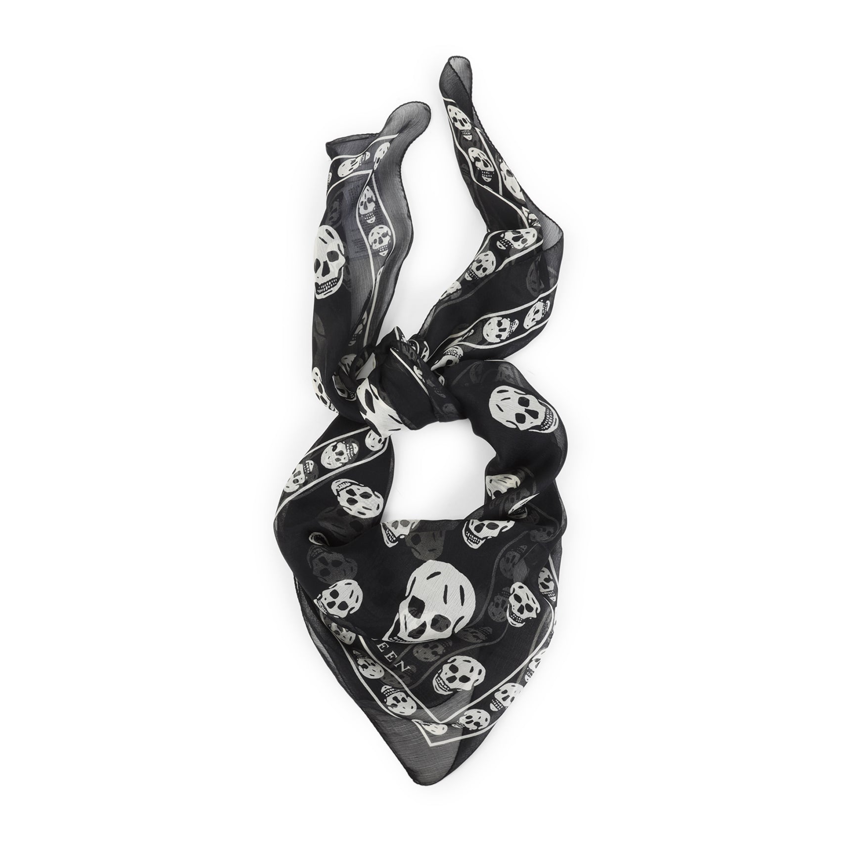 Skull Scarf Black Silk